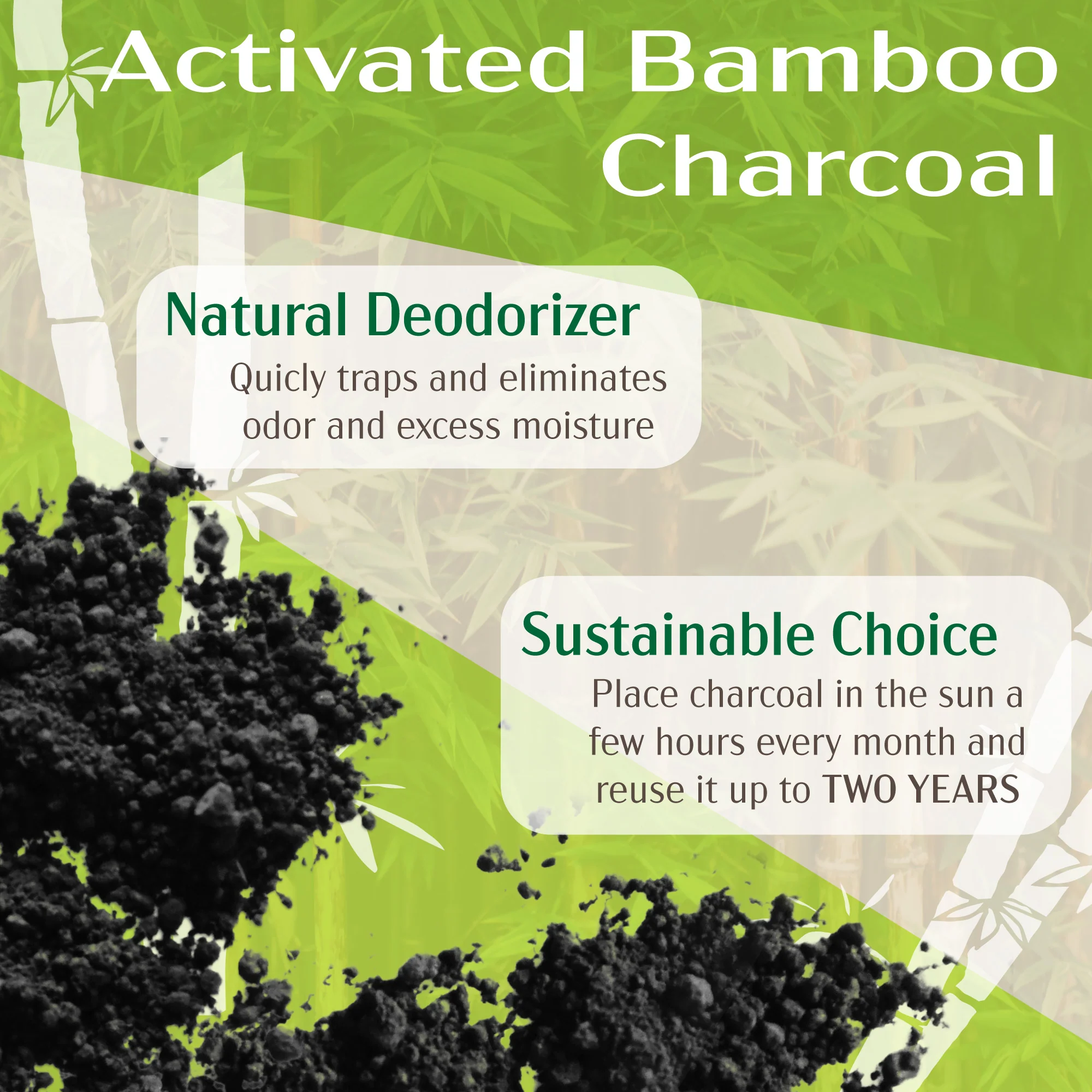Activated Bamboo Charcoal Odor Absorbing Square Pouch, 100g - Image 3