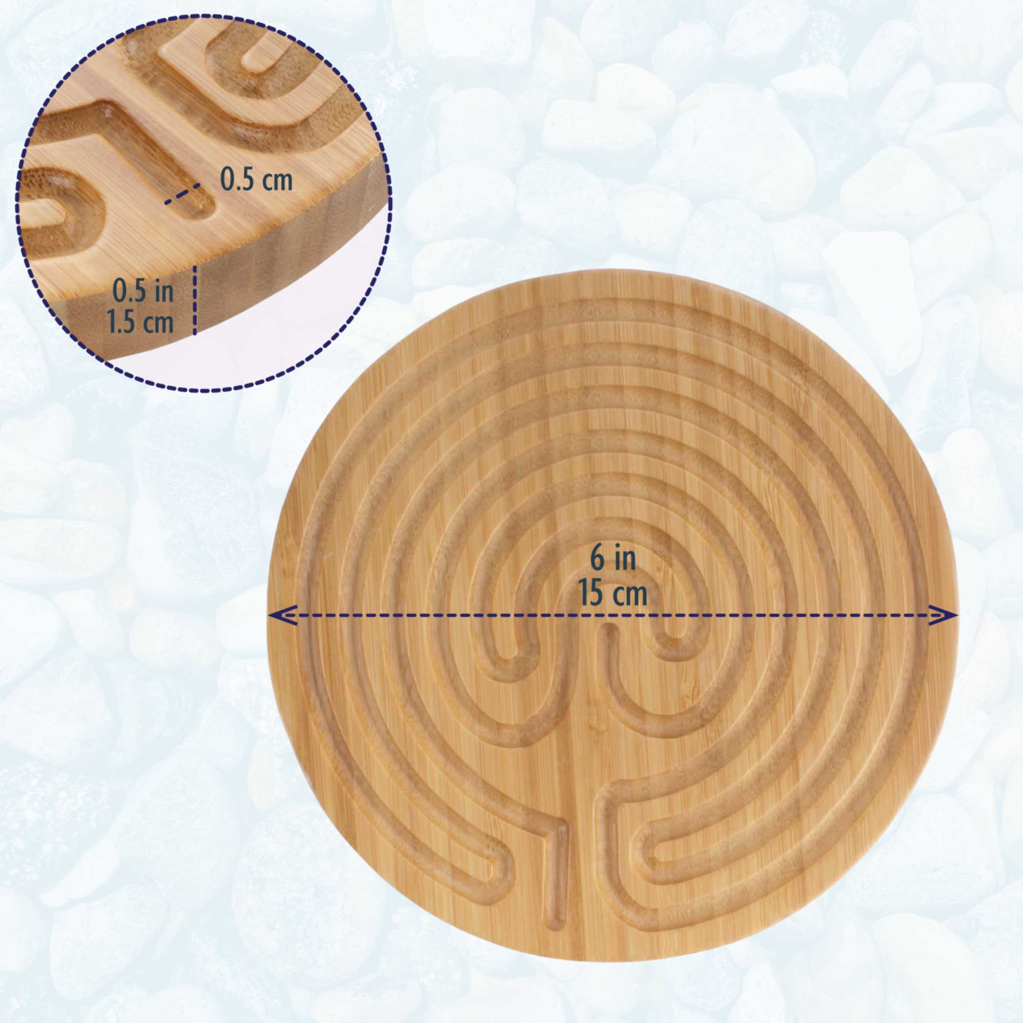 Cretan Style 7 Circuit 6” Bamboo Finger Labyrinth  - Image 4