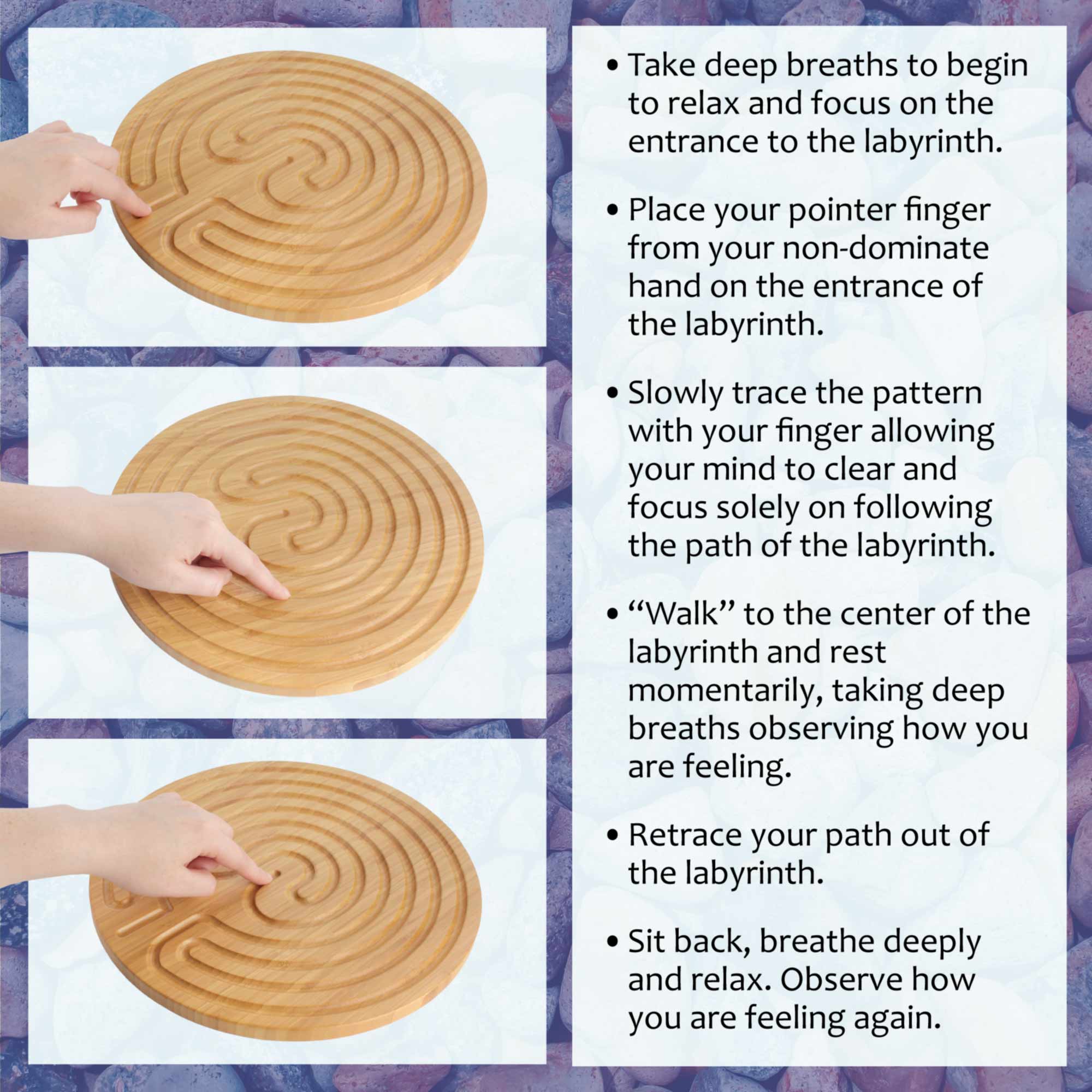 Cretan Style 7 Circuit 6” Bamboo Finger Labyrinth  - Image 9
