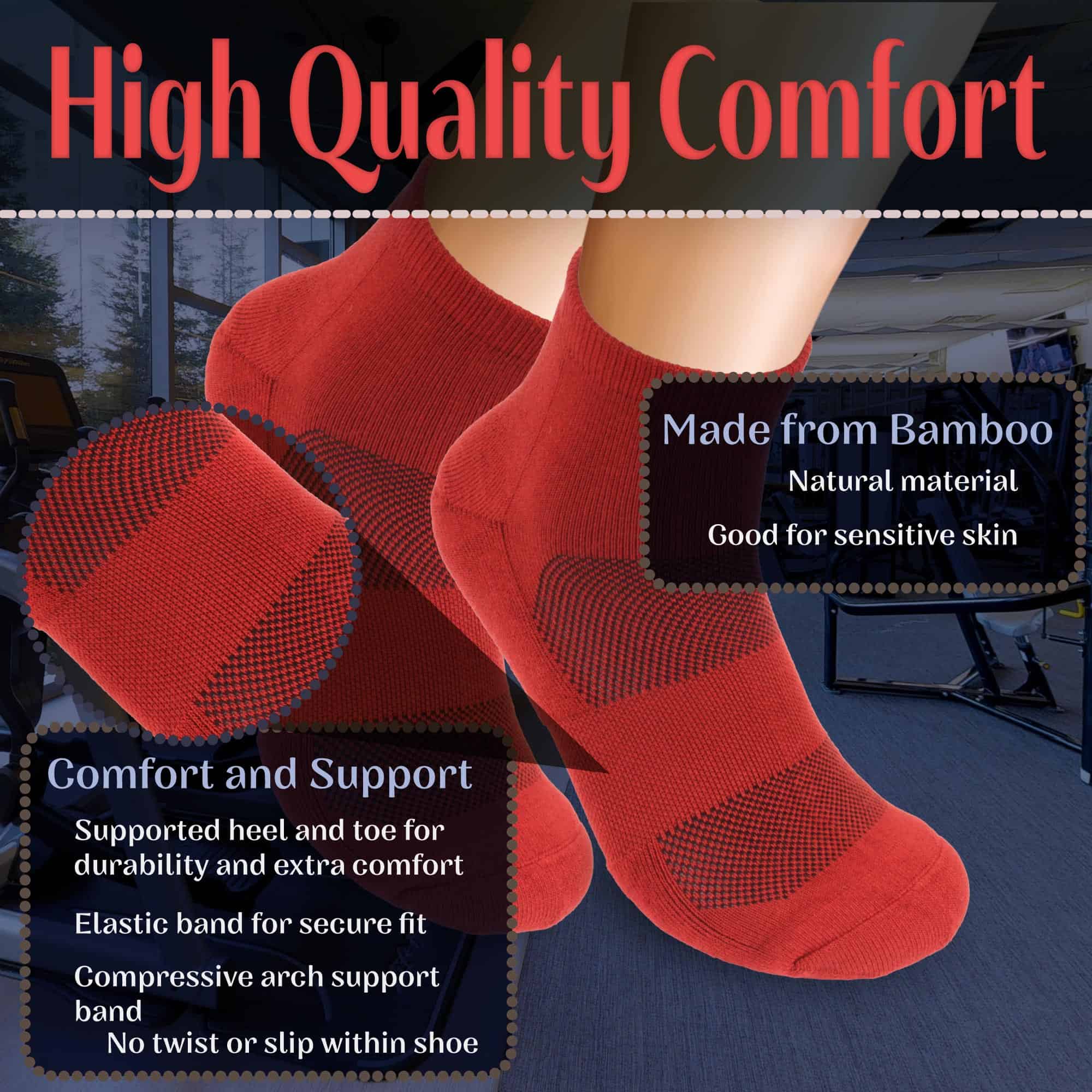 Men's Bamboo Cushioned Athletic Quarter Socks - Image 3