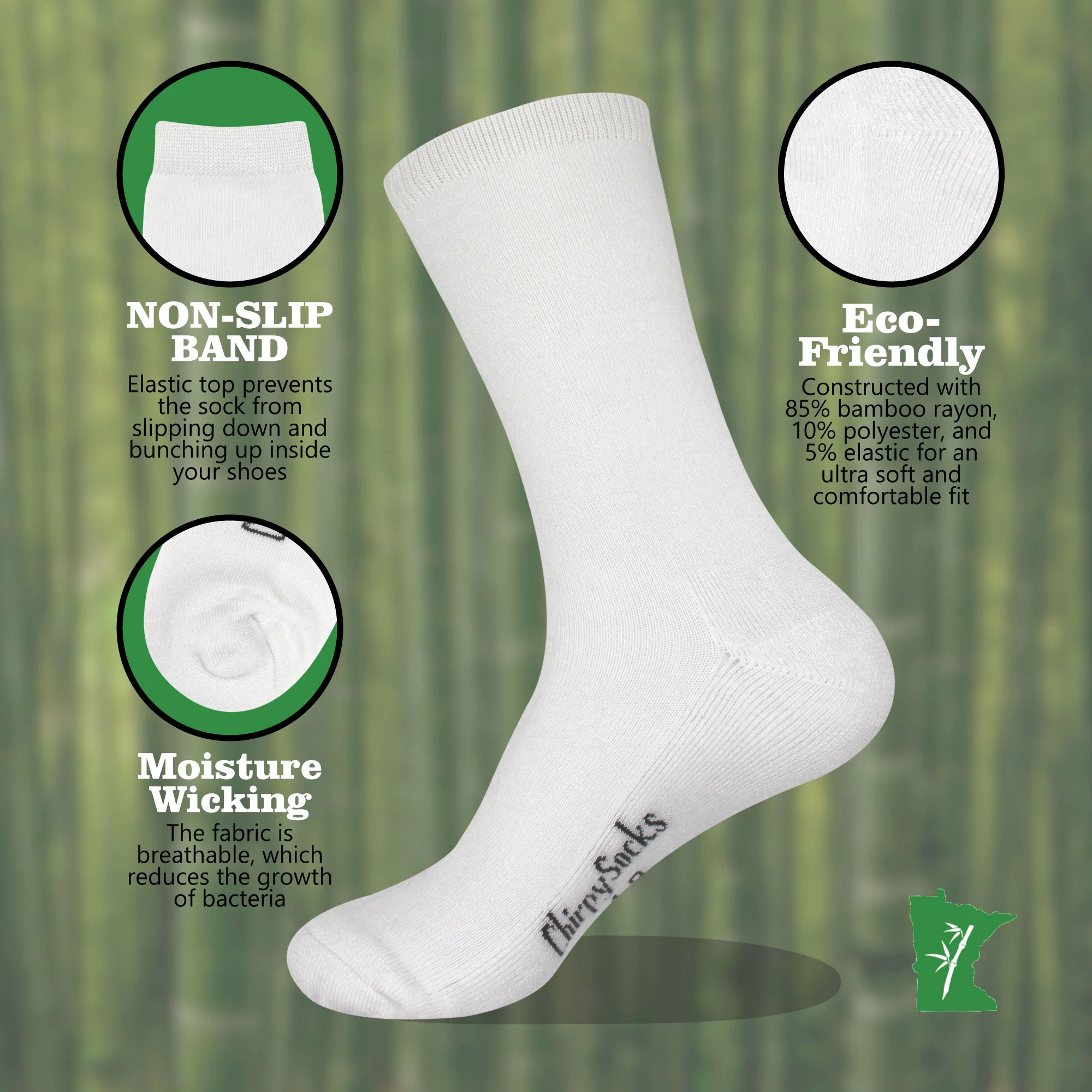 Men's Bamboo Mid-Calf Socks: 4 Pairs - Image 3