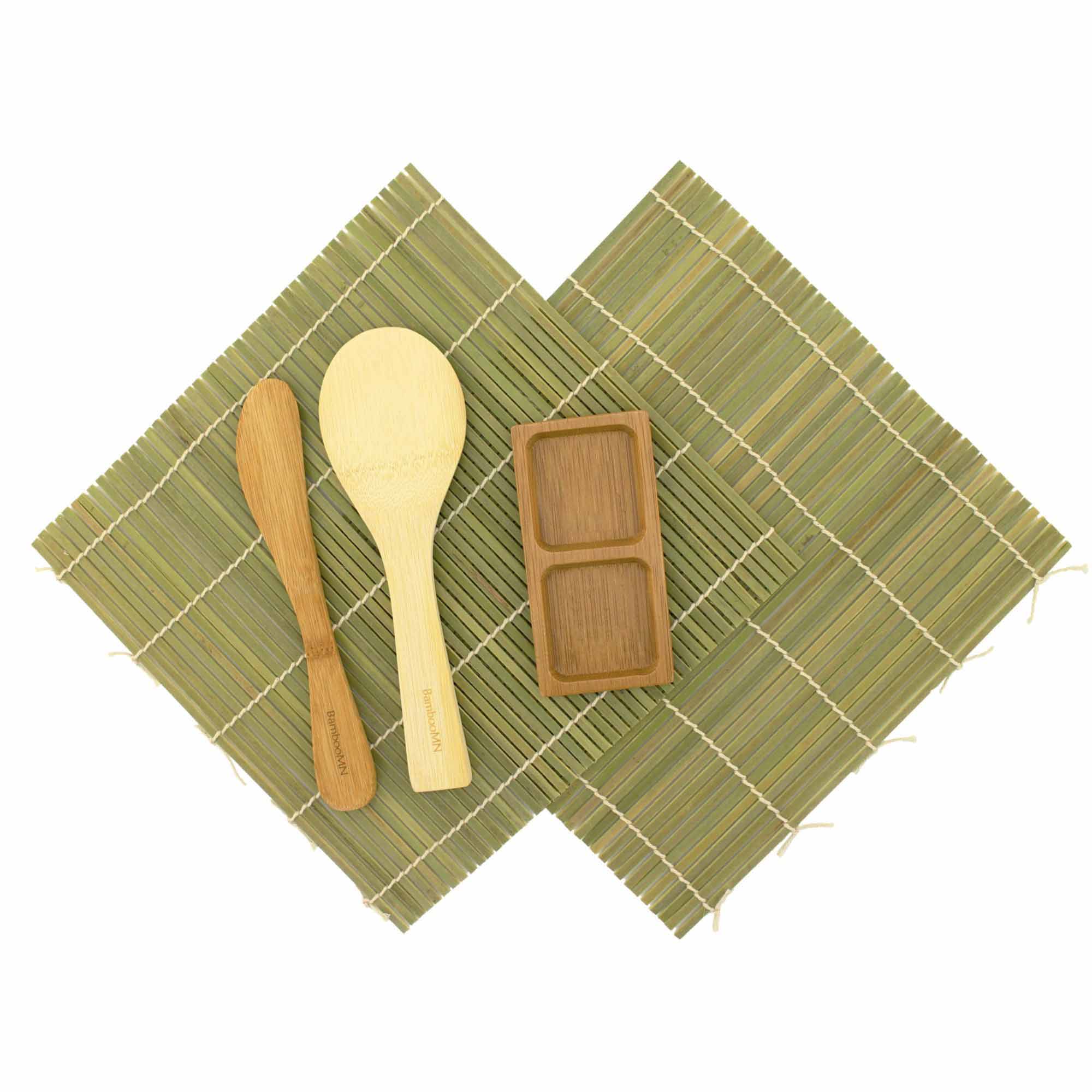 Sushi Rolling Kit - 2x rolling mats, 1x rice paddle, 1x spreader, 1 Compartment Sauce Dish - Image 4