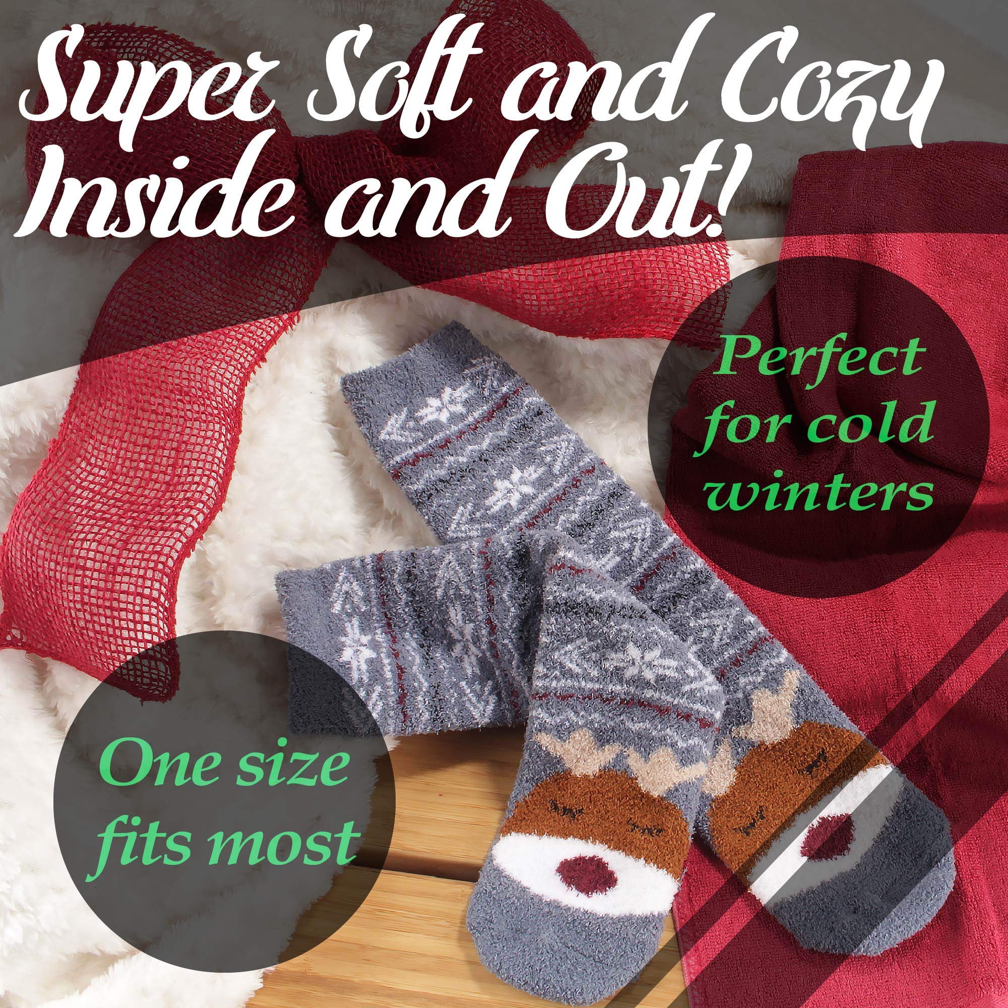 Women's Cute Fuzzy Cozy Super Warm Soft Animal Indoor Outdoor Cabin Crew Socks - Image 16