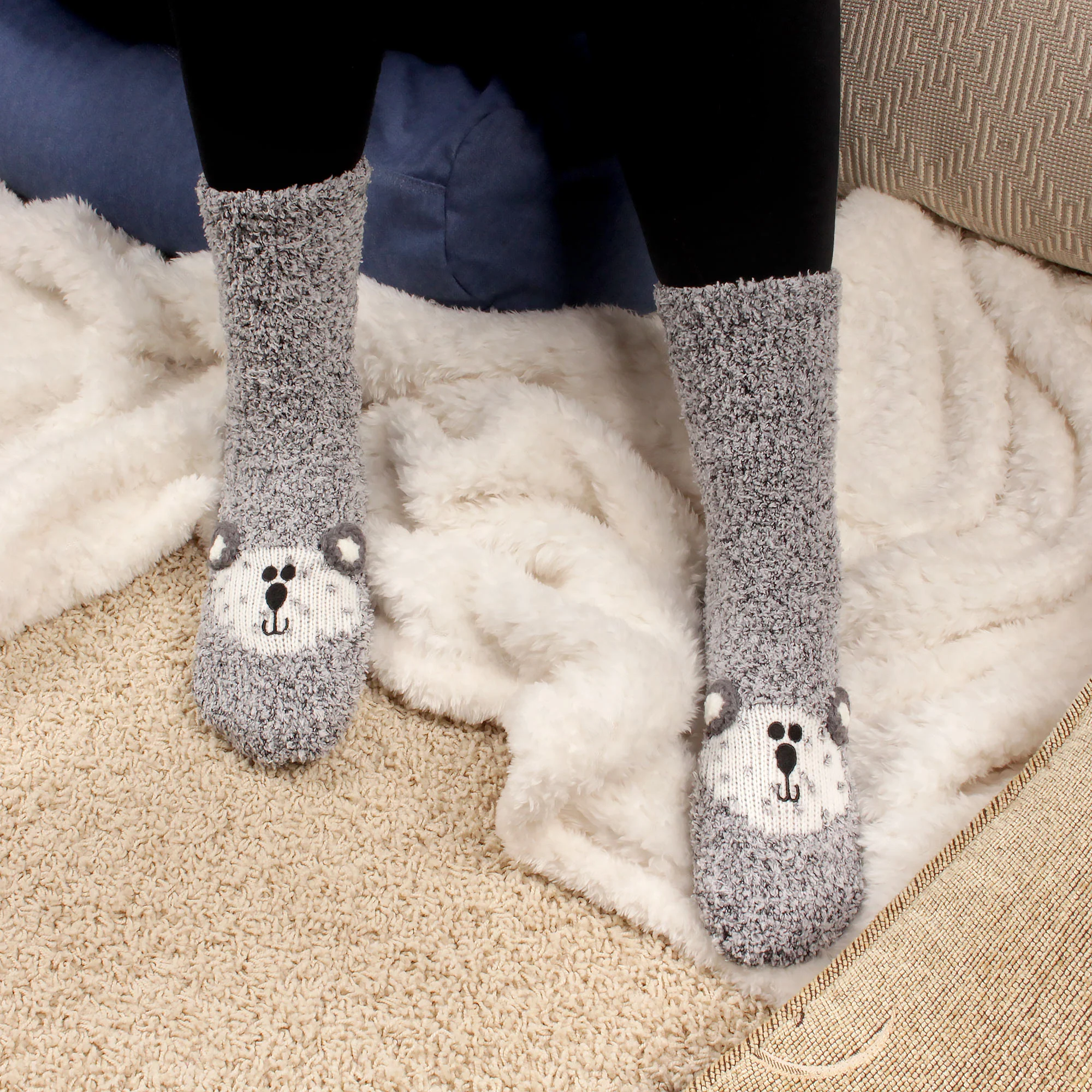 Fuzzy Cozy Microfiber Animal Socks Assortments - 3 Pairs - Image 7