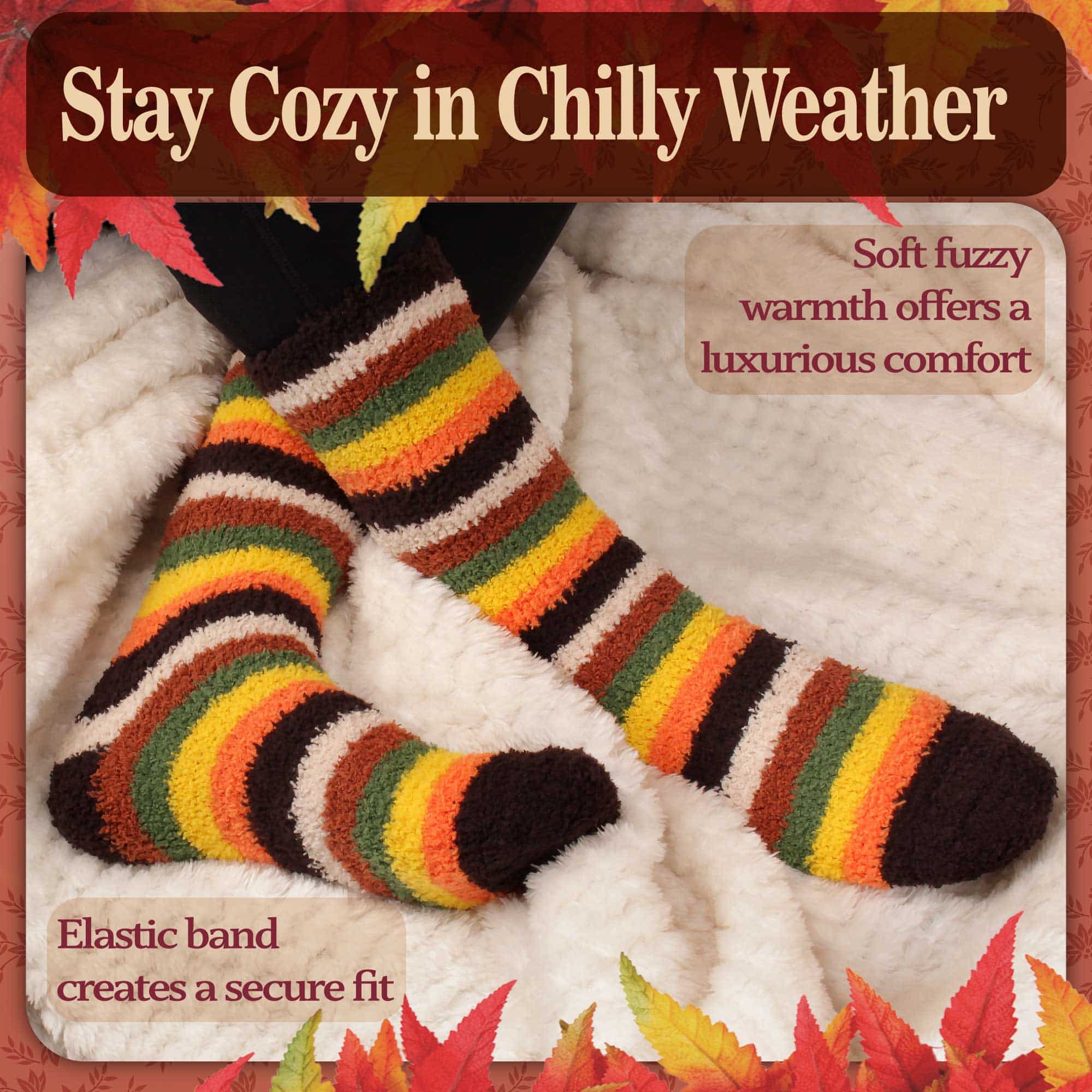 Women's Soft and Cozy Fuzzy Assorted Crew Socks - 3 Pair Assortments - Image 5